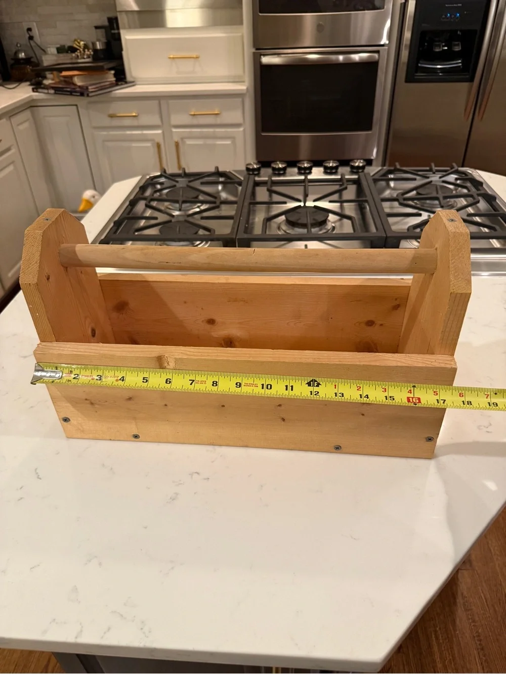 Handmade Solid Pine Wooden Tool Box Caddy Rustic Garden Tote Organizer 17.5x7×10